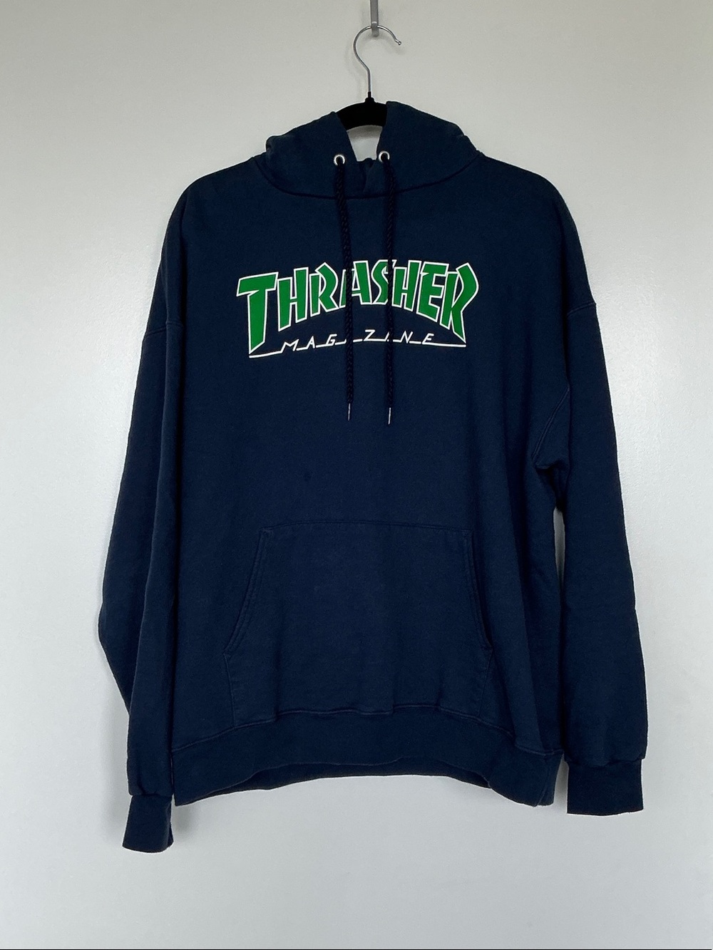 Thrasher Navy Hoodie with Green Logo - Men's Hoodie